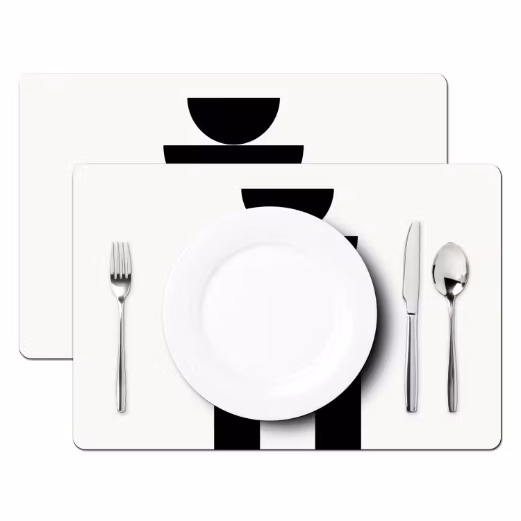 Placemat - 6 pieces - Minimalist - Art - White - Minimalistisch - Kunst - Wit Placemat vinyl groot
