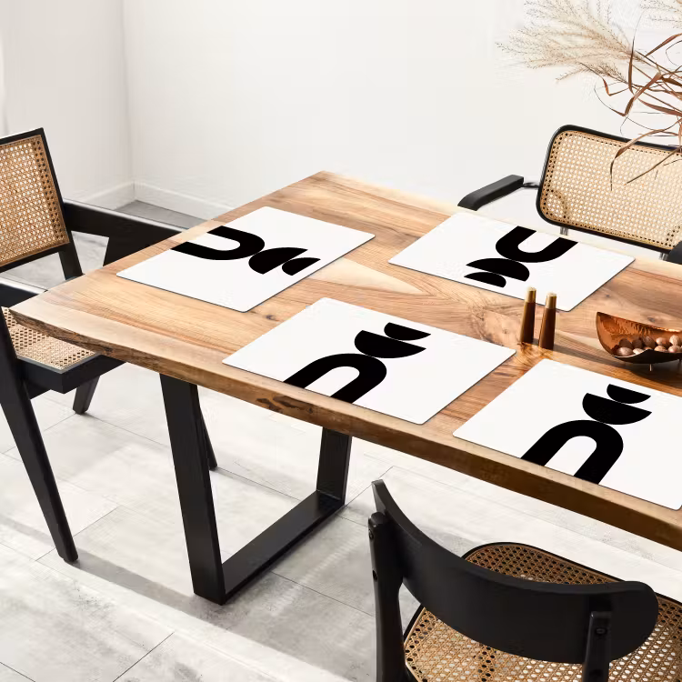 Placemat - 6 pieces - Minimalist - Art - White - Minimalistisch - Kunst - Wit Placemat vinyl groot