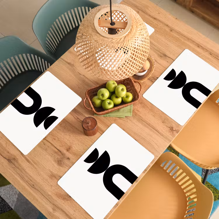 Placemat - 6 pieces - Minimalist - Art - White - Minimalistisch - Kunst - Wit Placemat vinyl groot