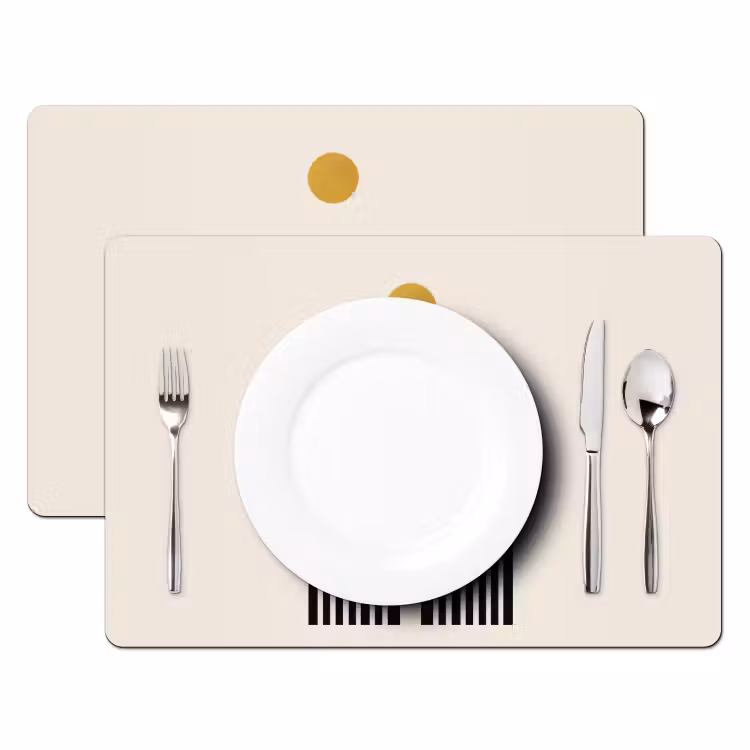 Minimalistisch - Zwarte boog - Gouden cirkel Placemat vinyl groot -zzsfeer2_Kitchenyeah-website