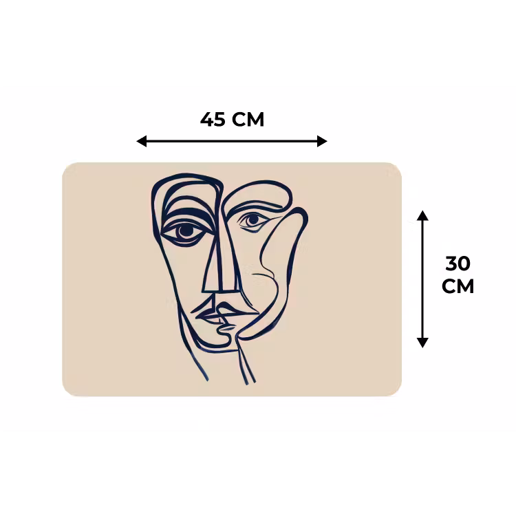 Minimalistisch - Lijnillustratie - Beige - Donkerblauw Placemat vinyl groot -specs