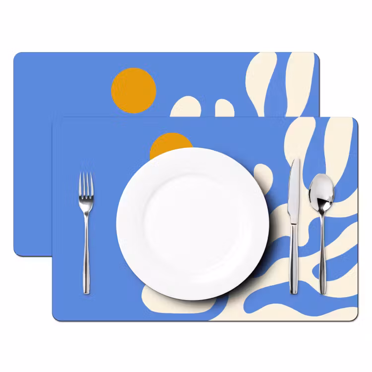 Minimalistisch - Organisch patroon - Blauw Placemat vinyl groot -zzsfeer2_Kitchenyeah-website