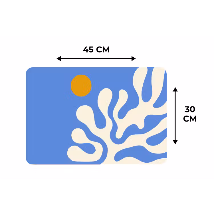 Minimalistisch - Organisch patroon - Blauw Placemat vinyl groot -specs