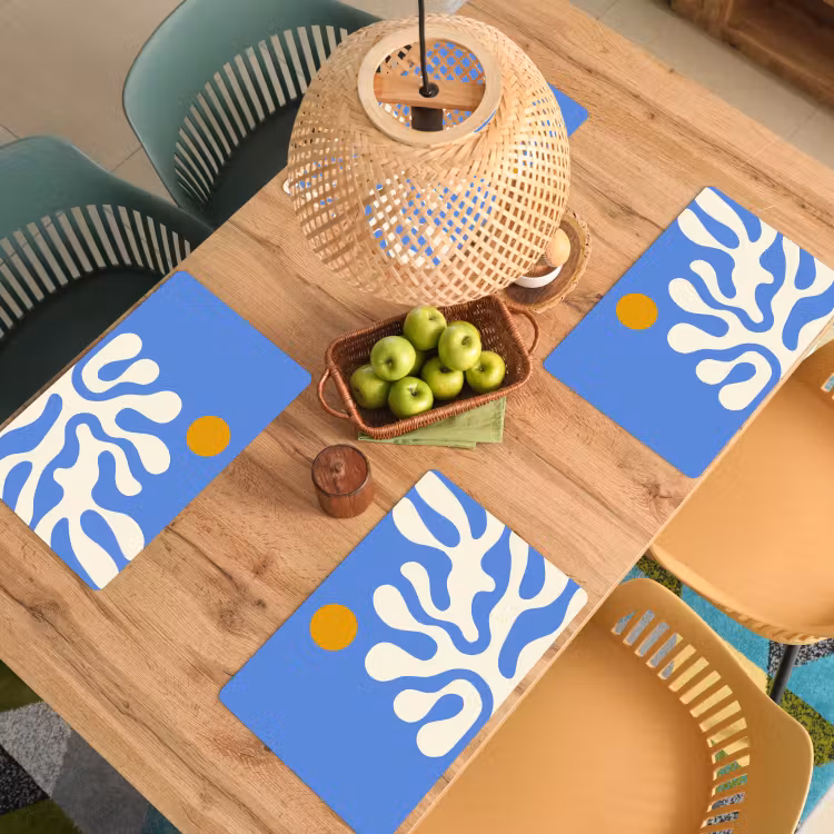 Minimalistisch - Organisch patroon - Blauw Placemat vinyl groot -zzsfeer5_Kitchenyeah-website