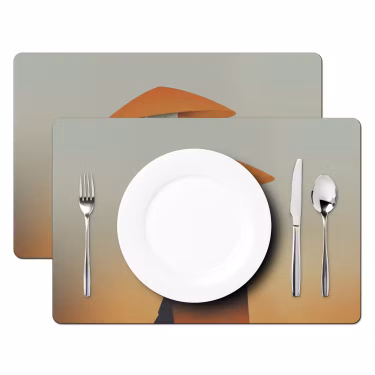 Minimalistisch - Silhouet - Oranje Placemat vinyl groot -zzsfeer2_Kitchenyeah-website