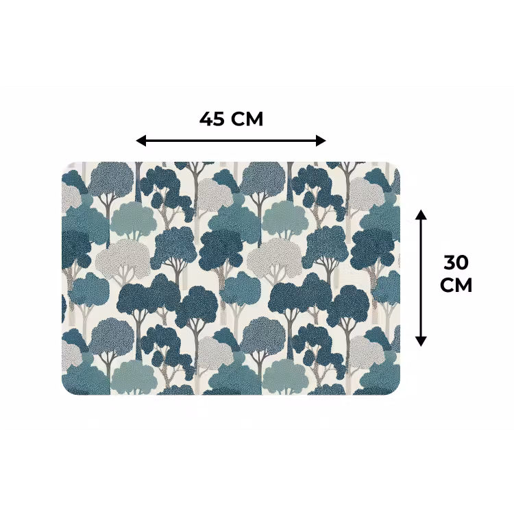 Modern - Bomen - Bos - Patroon - Blauw Placemat vinyl groot 368 -specs