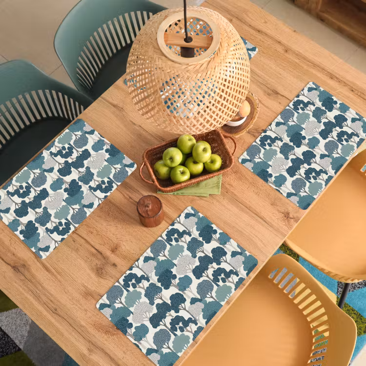 Modern - Bomen - Bos - Patroon - Blauw Placemat vinyl groot 368 -zzsfeer5_Kitchenyeah-website