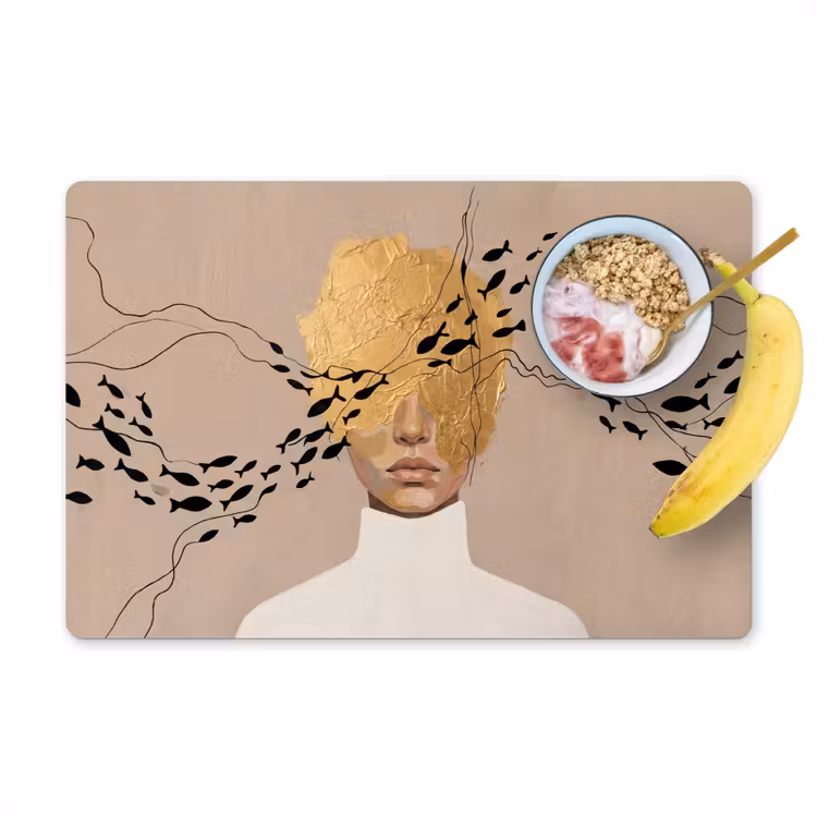 Modern - Vrouw - Goud Placemat vinyl groot -zzzproduct_Kitchenyeah-website