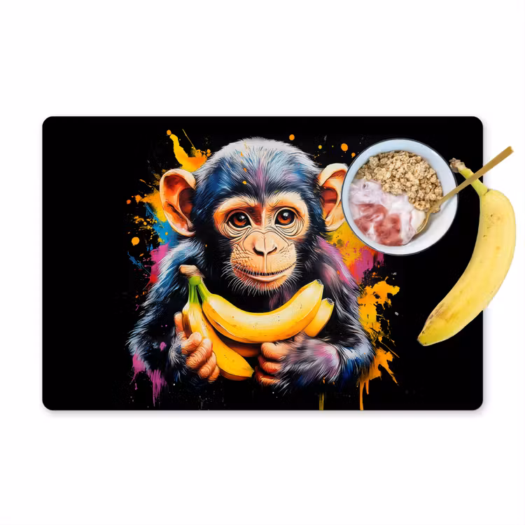 Aap - Graffiti - Kleurrijk - Bananen - Modern Placemat vinyl groot -zzzproduct_Kitchenyeah-website