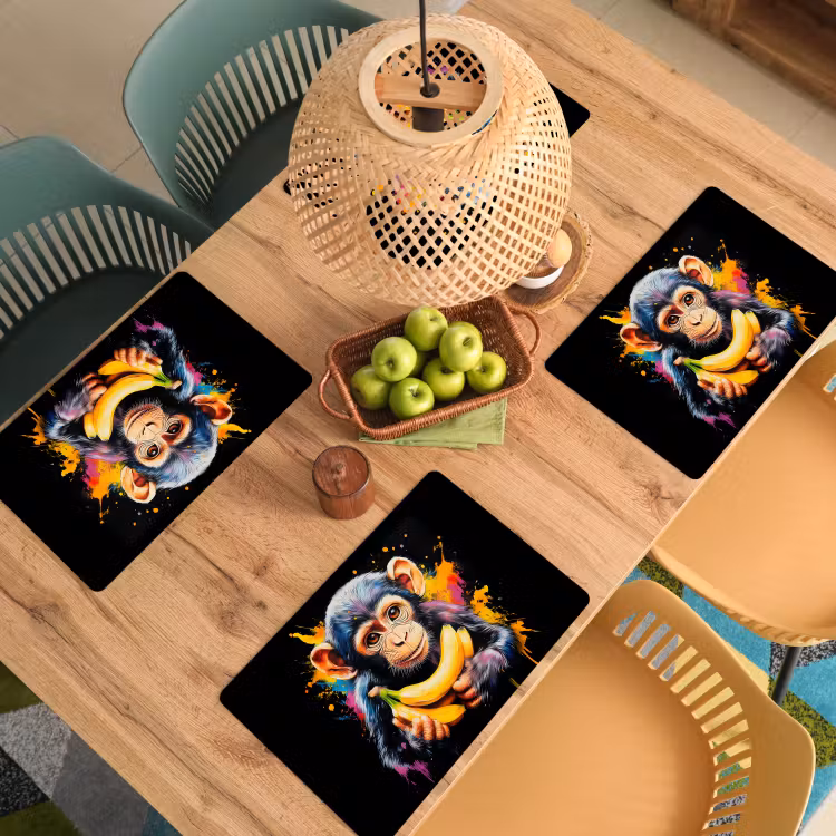 Aap - Graffiti - Kleurrijk - Bananen - Modern Placemat vinyl groot -zzsfeer5_Kitchenyeah-website