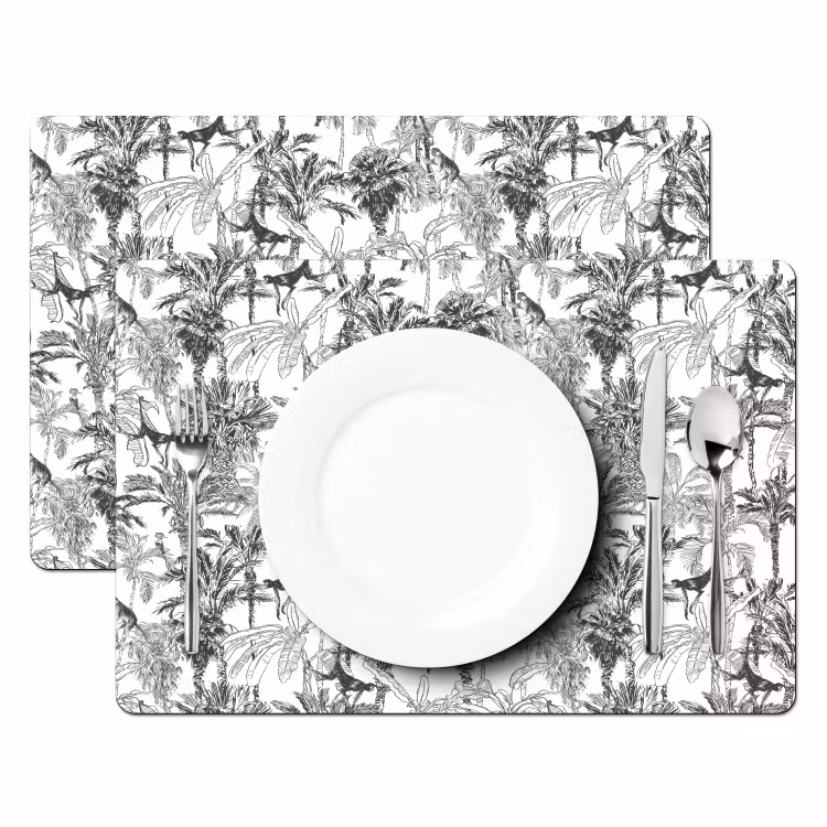 Aap - Oerwoud - Abstract - Grijs Placemat vinyl groot 368 -zzsfeer2_Kitchenyeah-website