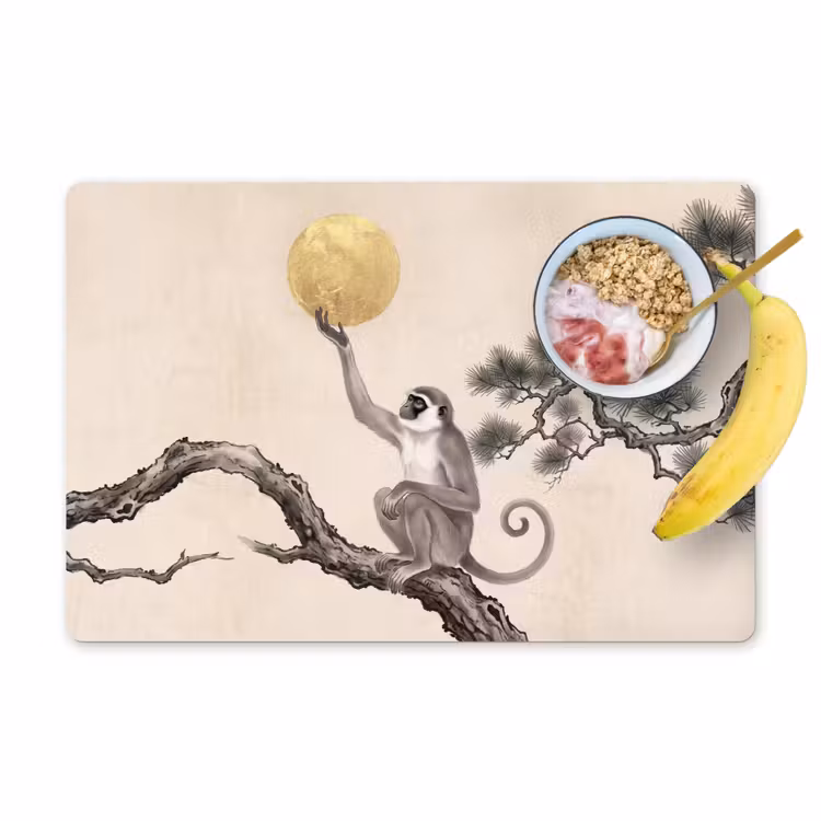 Aap - Maan - Goud Placemat vinyl groot -zzzproduct_Kitchenyeah-website