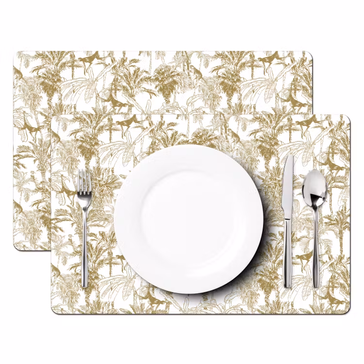 Apen - Jungle - Abstract - Beige Placemat vinyl groot 368 -zzsfeer2_Kitchenyeah-website
