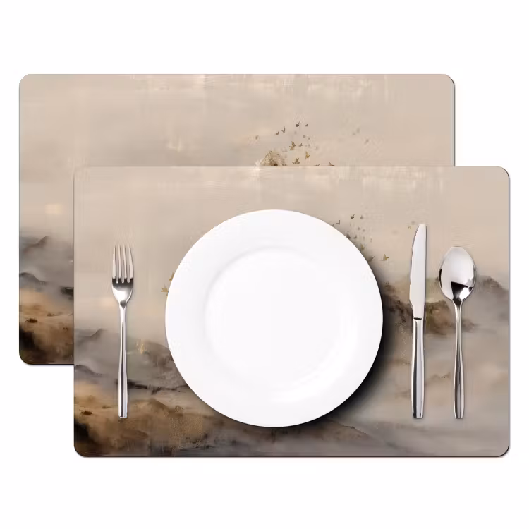 Berglandschap - Mist - Penseelstreken Placemat vinyl groot -zzsfeer2_Kitchenyeah-website