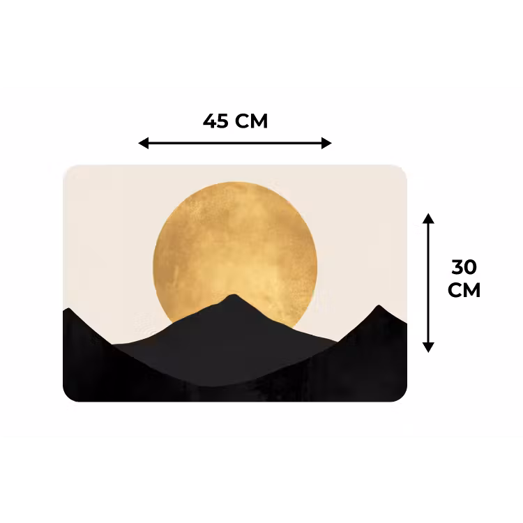 Bergsilhouetten - Gouden cirkel - Beige Placemat vinyl groot -specs