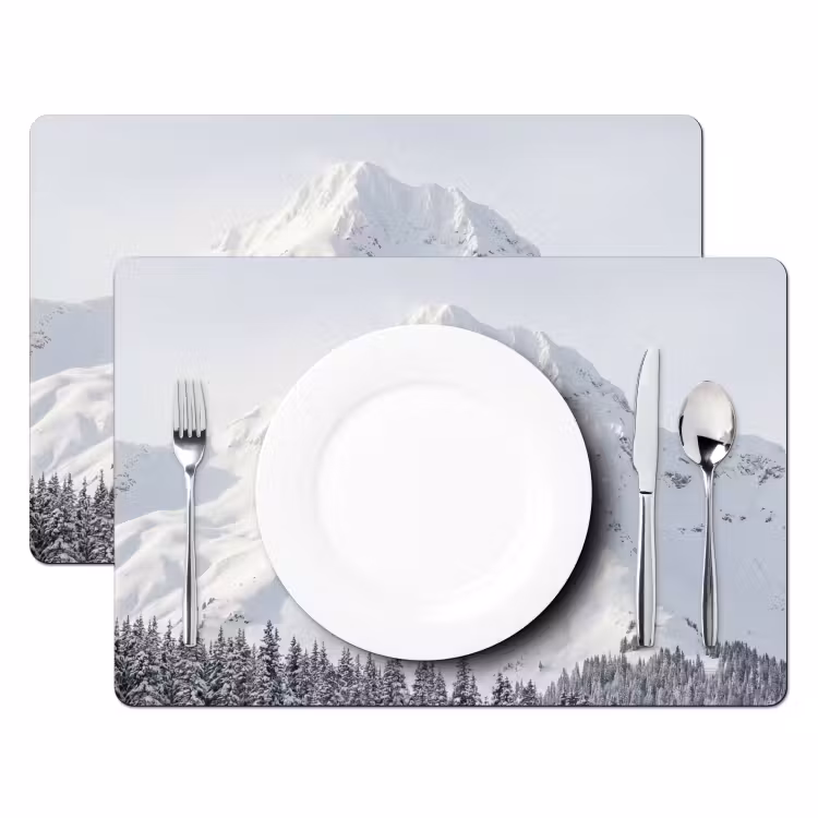 Berg - Sneeuw - Winter - Natuur - Wit Placemat vinyl groot -zzsfeer2_Kitchenyeah-website