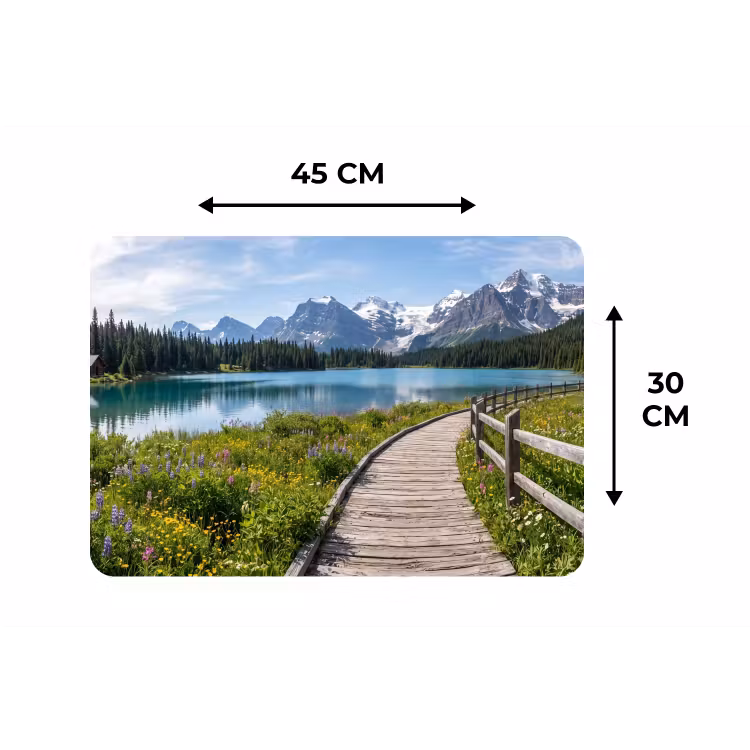 Bergen - Meer - Landschap - Blauw Placemat vinyl groot -specs