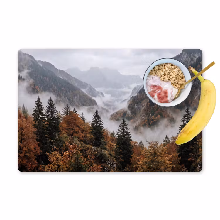 Bergen - Vallei - Mist - Herfst - Natuur Placemat vinyl groot -zzzproduct_Kitchenyeah-website
