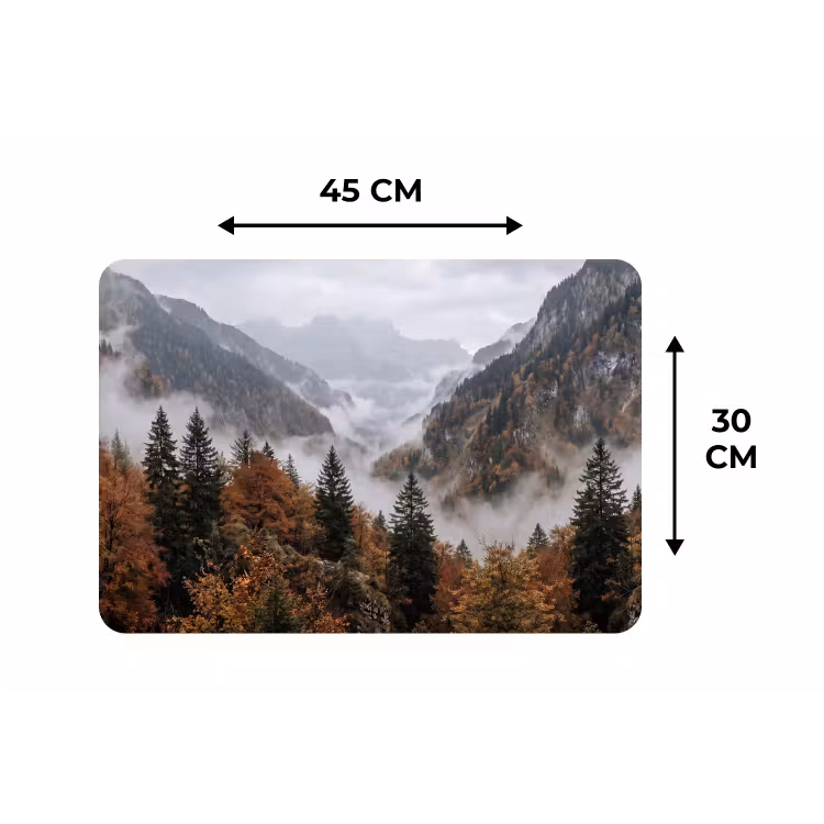 Bergen - Vallei - Mist - Herfst - Natuur Placemat vinyl groot -specs