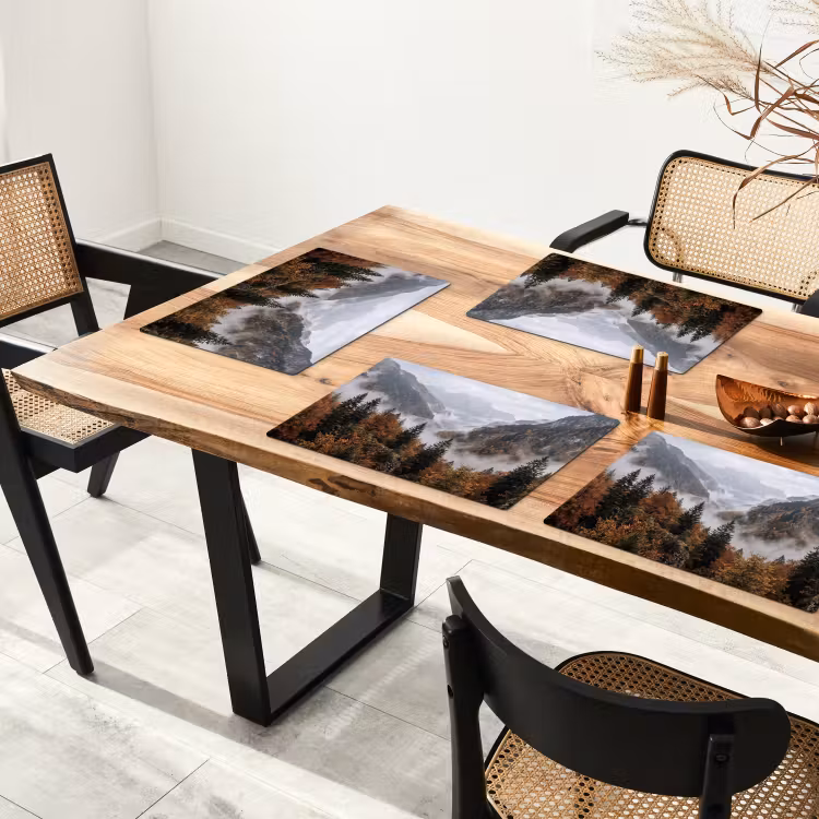 Bergen - Vallei - Mist - Herfst - Natuur Placemat vinyl groot -zzsfeer4_Kitchenyeah-website