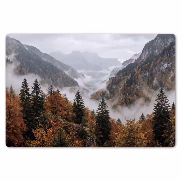 Bergen - Vallei - Mist - Herfst - Natuur Placemat vinyl groot -zzsfeer1_Kitchenyeah-website