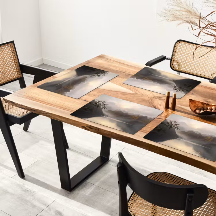 Bergen - Water - Mist - Natuur - Landschap Placemat vinyl groot -zzsfeer4_Kitchenyeah-website