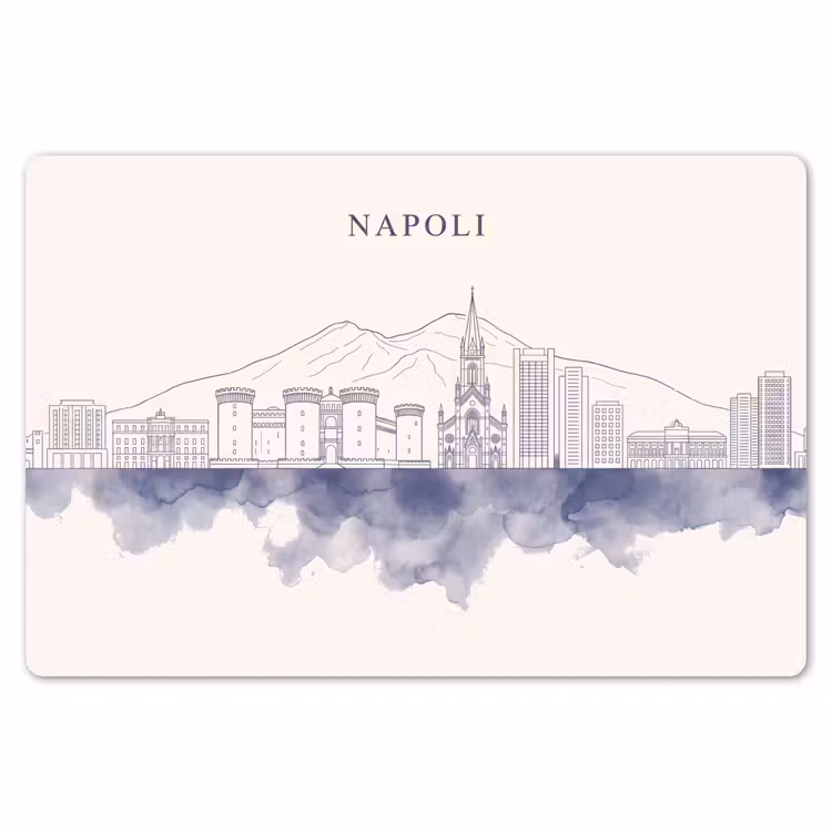 Napels - Skyline - Italie - Lijntekening - Aquarel Placemat vinyl groot -zzsfeer1_Kitchenyeah-website