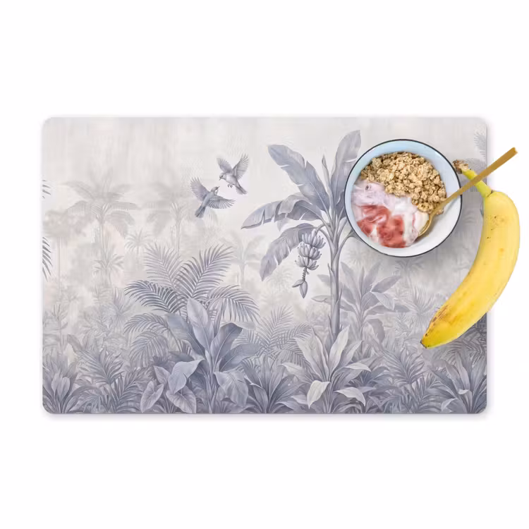 Natuur - Vogel - Jungle - Illustratie - Blauw Placemat vinyl groot -zzzproduct_Kitchenyeah-website