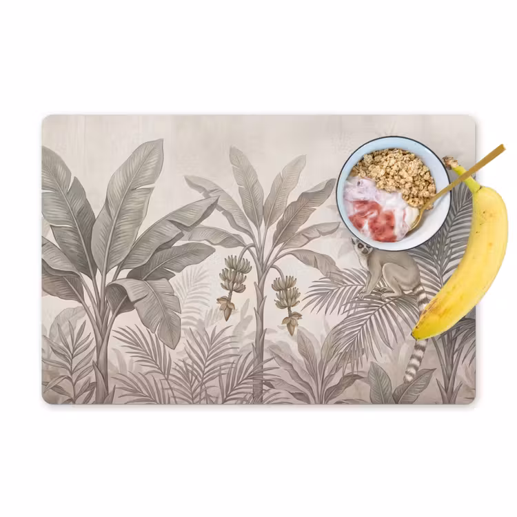 Natuur - Jungle - Ringstaartmaki - Bruin Placemat vinyl groot -zzzproduct_Kitchenyeah-website