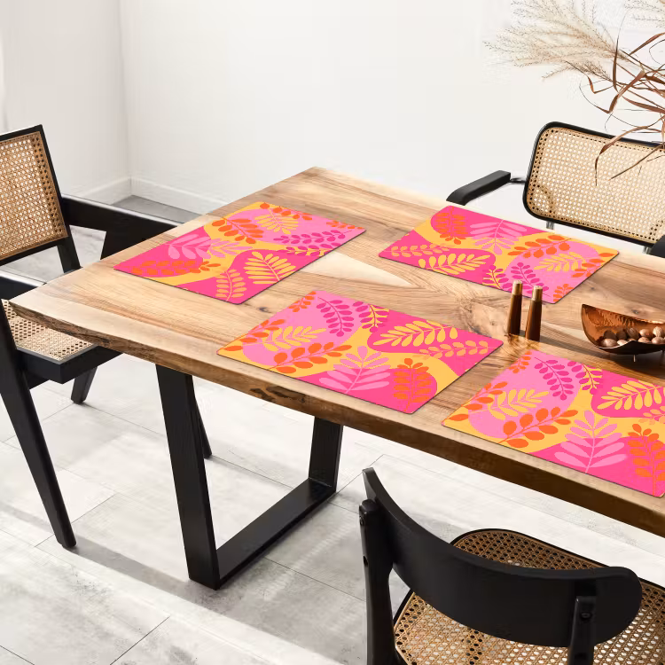 Natuur - Bladeren - Abstract - Roze - Geel Placemat vinyl groot -zzsfeer4_Kitchenyeah-website