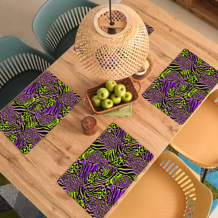 Neon - Paars - Dieren - Patroon Placemat vinyl groot 368 -zzsfeer5_Kitchenyeah-website