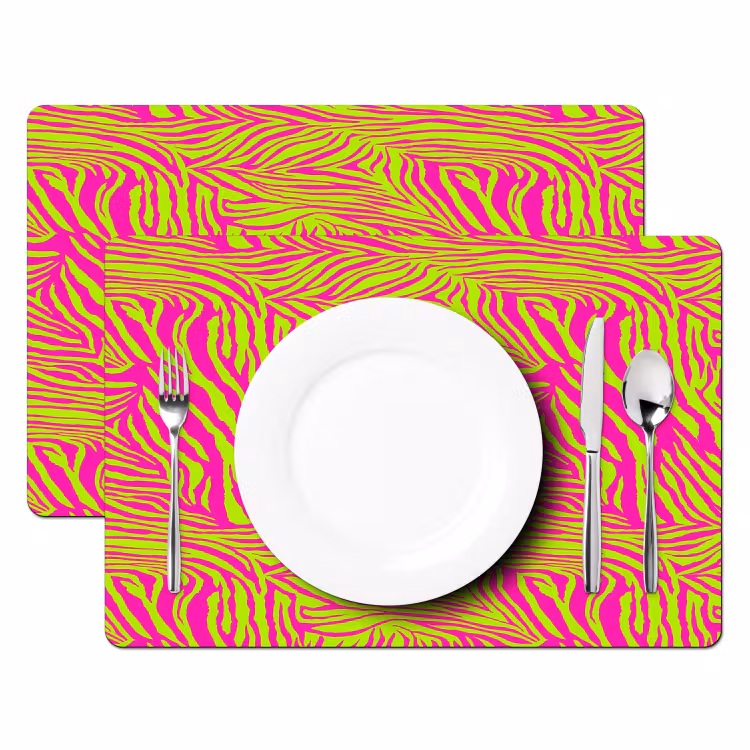 Neon - Zebra - Roze - Groen Placemat vinyl groot 368 -zzsfeer2_Kitchenyeah-website