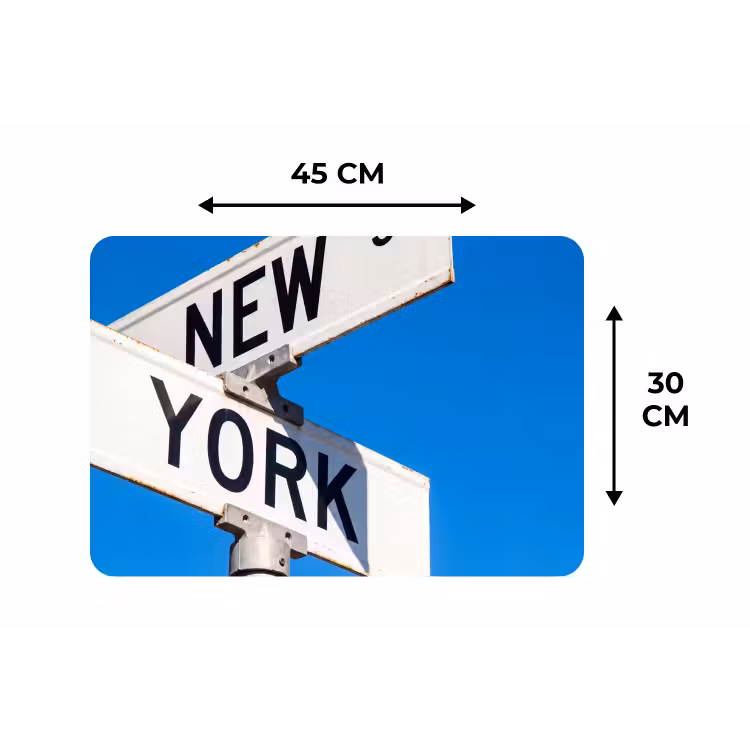 New York - Straatbord - Stad - Urban - Blauw Placemat vinyl groot -specs