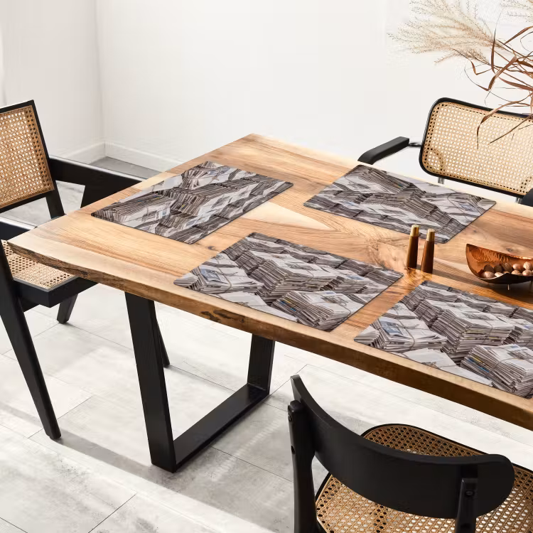 Kranten - Stapels - Touw - Informatie - Vintage Placemat vinyl groot -zzsfeer4_Kitchenyeah-website
