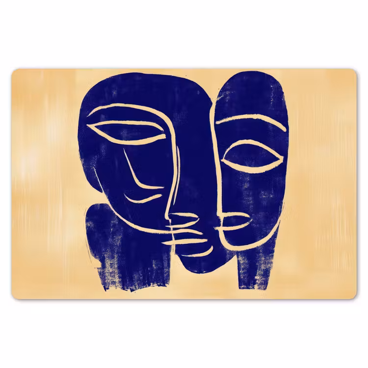 Okergeel - Blauw - Eenvoudige lijnen Placemat vinyl groot -zzsfeer1_Kitchenyeah-website
