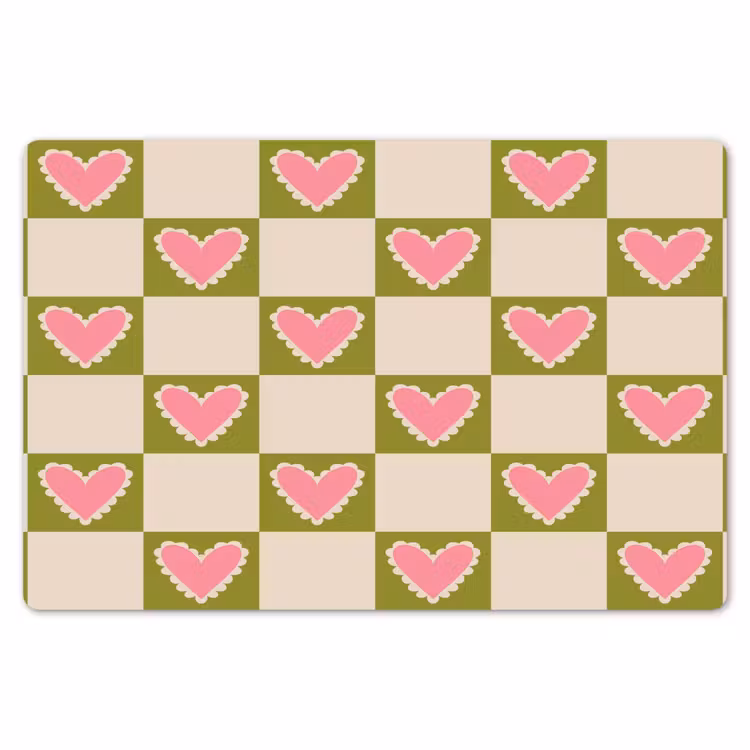 Olijfgroen - Hartjes - Patroon - Retro Placemat vinyl groot 368 -zzsfeer1_Kitchenyeah-website