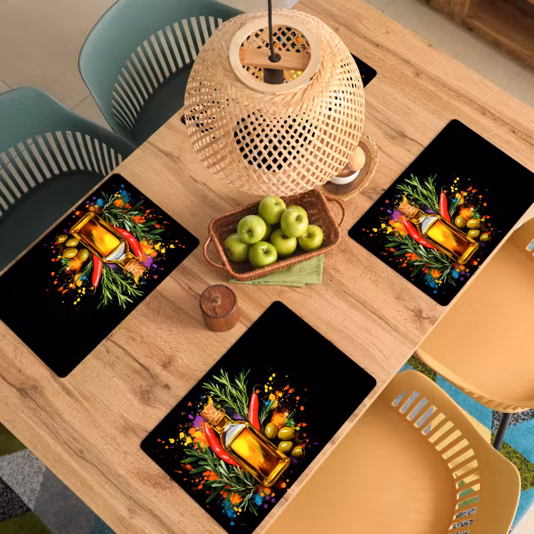 Olijfolie - Graffiti - Peper - Olijven - Modern Placemat vinyl groot -zzsfeer5_Kitchenyeah-website