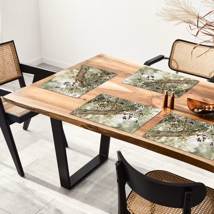 Placemat - 6 pieces - Olive tree - branch - green - Olijfboom - tak - groen Placemat vinyl groot
