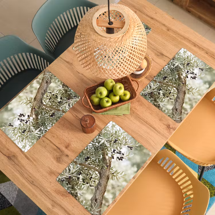 Placemat - 6 pieces - Olive tree - branch - green - Olijfboom - tak - groen Placemat vinyl groot