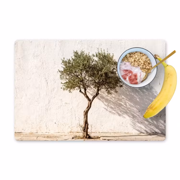 Placemat - 6 pieces - Olive Tree - Wall - White - Olijfboom - muur - wit Placemat vinyl groot
