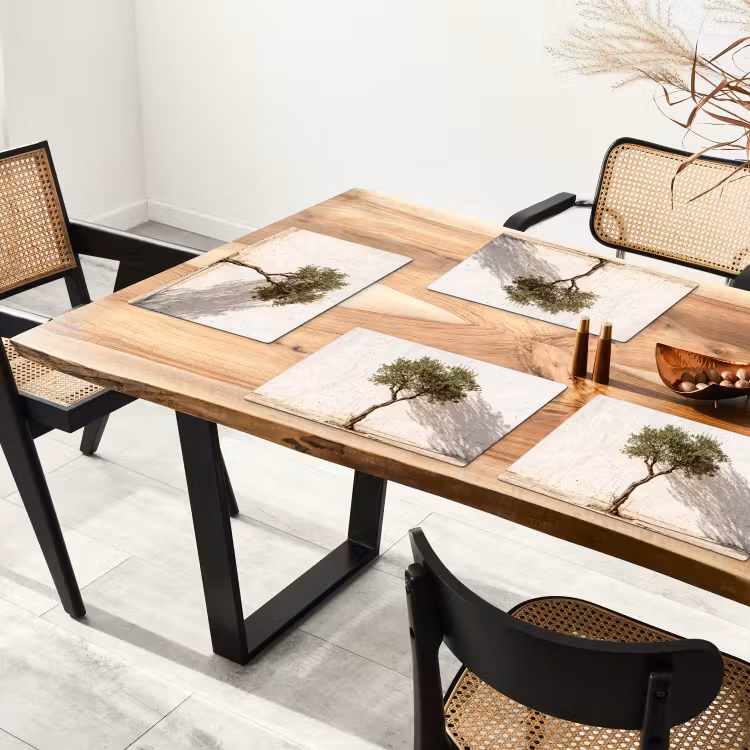Placemat - 6 pieces - Olive Tree - Wall - White - Olijfboom - muur - wit Placemat vinyl groot