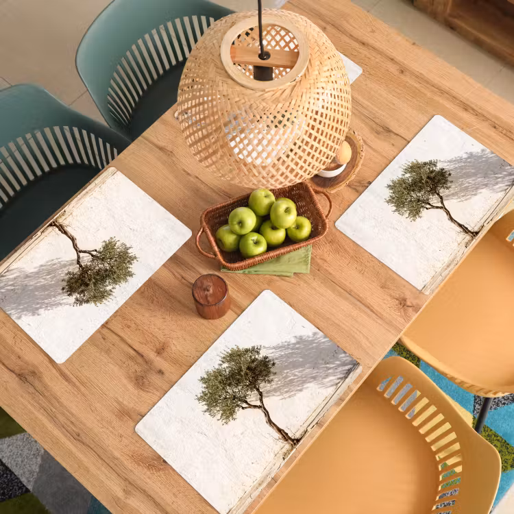 Placemat - 6 pieces - Olive Tree - Wall - White - Olijfboom - muur - wit Placemat vinyl groot