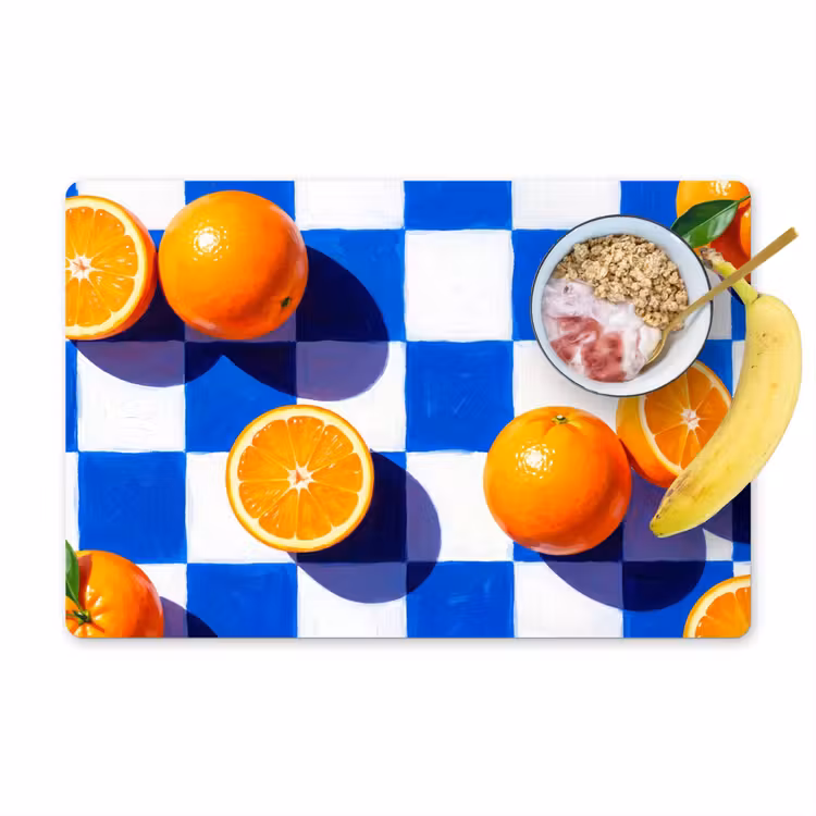 Placemat - 6 pieces - Orange - Checkered - Food - Sinaasappel - Geruit - Eten Placemat vinyl groot