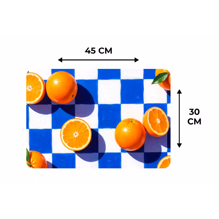 Placemat - 6 pieces - Orange - Checkered - Food - Sinaasappel - Geruit - Eten Placemat vinyl groot