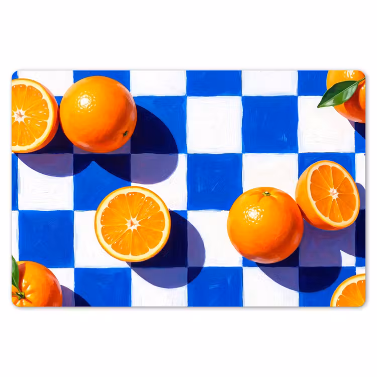 Placemat - 6 pieces - Orange - Checkered - Food - Sinaasappel - Geruit - Eten Placemat vinyl groot