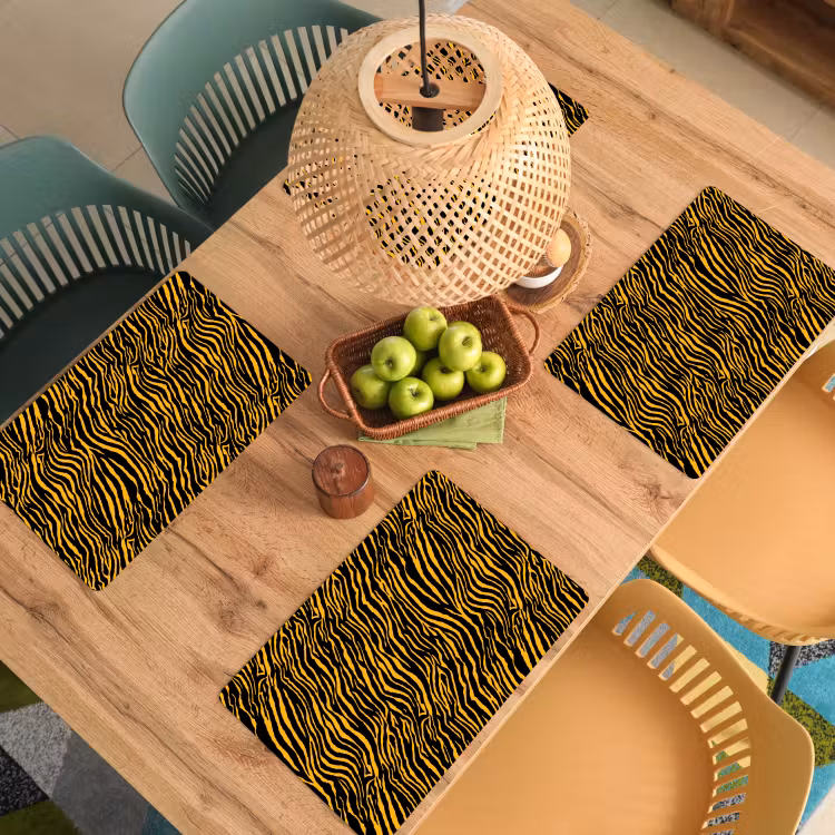 Oranje - Tijger - Zwart - Patroon Placemat vinyl groot 368 -zzsfeer5_Kitchenyeah-website