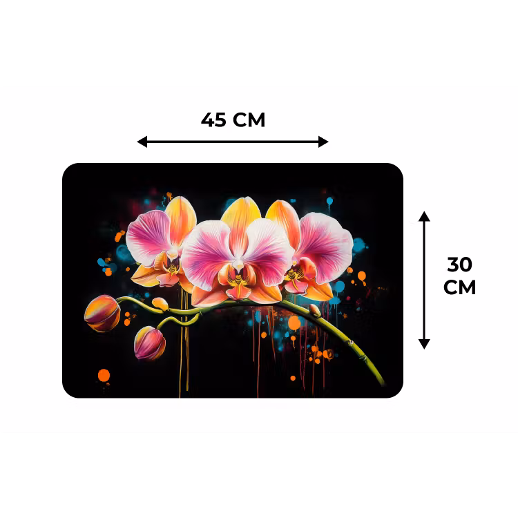 Orchidee - Graffiti - Kleurrijk - Bloemen - Abstract Placemat vinyl groot -specs