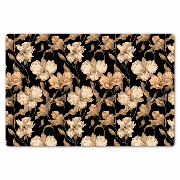Orchideeën - Lijntekening - Patroon - Beige - Zwart Placemat vinyl groot 368 -zzsfeer1_Kitchenyeah-website