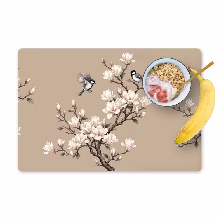 Oosters - Vogels - Beige Placemat vinyl groot -zzzproduct_Kitchenyeah-website