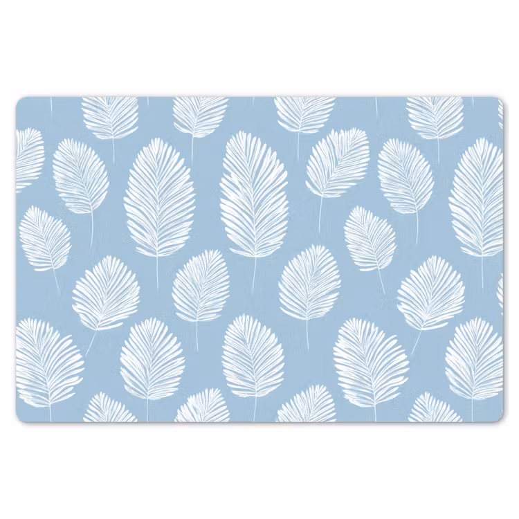 Palmbladeren - Naadloos - Patroon - Pastelblauw Placemat vinyl groot 368 -zzsfeer1_Kitchenyeah-website